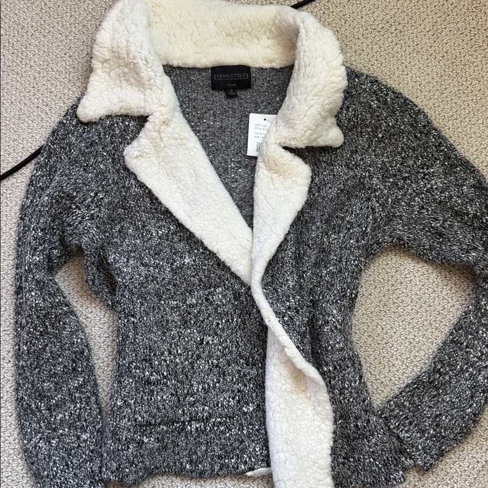 Absolutely Creative Worldwide Charcoal and Cream Cardigan